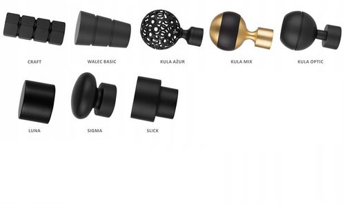 KARNISZ POJEDYNCZY 200 CM 19 MM CZARNY MAT BIAŁY MAT WYBÓR ZAKOŃCZEŃ RENA na Arena.pl