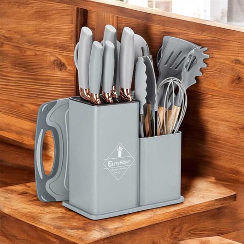 zestaw 19 elem. noży i przyborów kuchennych w stojaku e-6070 na Arena.pl