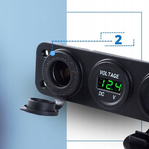 GNIAZDO ŁADOWANIA ZAPALNICZKI 12V WOLTOMIERZ 2 USB na Arena.pl