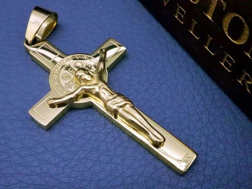 ZŁOTY KRZYŻ KRZYŻYK NA ŁAŃCUSZEK PRAWDZIWA STAL CHIRURGICZNA 316L ORYGINAŁ na Arena.pl