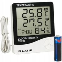 TERMOMETR STACJA POGODY POGODOWA HIGROMETR ZEGAR BATERIA ZESTAW SONDA