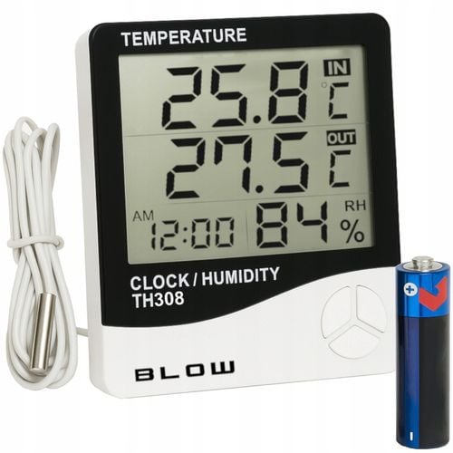 TERMOMETR STACJA POGODY POGODOWA HIGROMETR ZEGAR BATERIA ZESTAW SONDA na Arena.pl