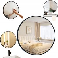 Czarne lustro ścienne 60 cm okrągłe do salonu łazienki sypialni