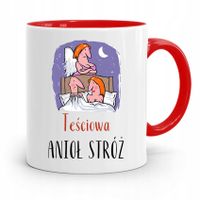 Kubek Czerwony Teściowej Teściowa Anioł Stróż Z Nadrukiem Ze Zdjęciem