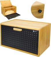 CHLEBAK POJEMNIK NA PIECZYWO BAMBUSOWY DUŻY 2w1 CZARNY DREWNO