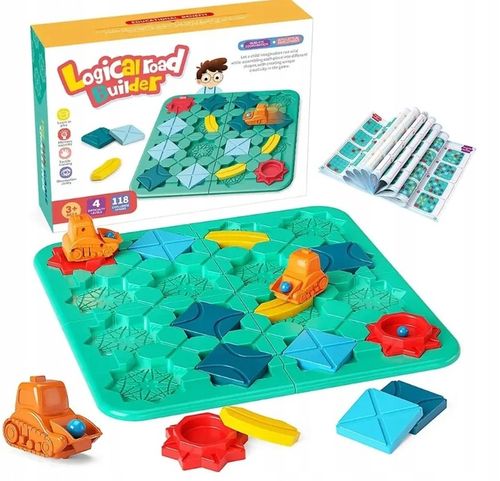 GRA LOGICZNA PLANSZOWA UKŁADANKA LABIRYNT BUDOWANIE DROGI NA PREZENT KLOCKI na Arena.pl