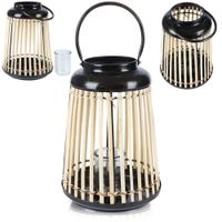 Lampion Bambusowy Latarnia na Świeczkę Świecznik Boho do Domu Ogrodu