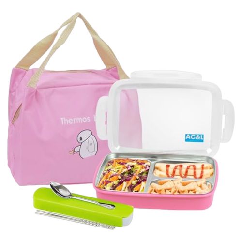 Lunchbox Pudełko Śniadaniowe 1000ml Różowy Zestaw na Arena.pl