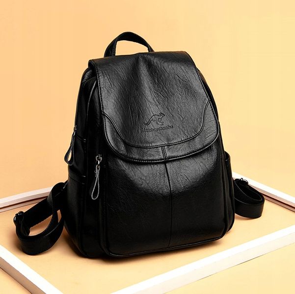 Skórzany Plecak Damski Szkoły Pracy Miejski Czarny zdjęcie 10