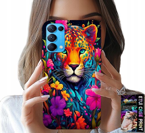 ETUI DO OPPO RENO5 4G 5G - KWIECISTE WZORY TYGRYS TYGRYSEK + FOLIA na Arena.pl