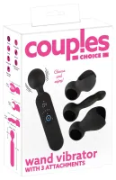 couples choice masażer z 3 wymiennymi końcowkami czarny 21,5 cm