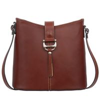 VERA PELLE torebka damska skórzana listonoszka z paskiem V372 brązowa