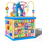 DREWNIANY SORTER KOSTKA EDUKACYJNA ALFABET KOLOROWY MONTESSORI Z