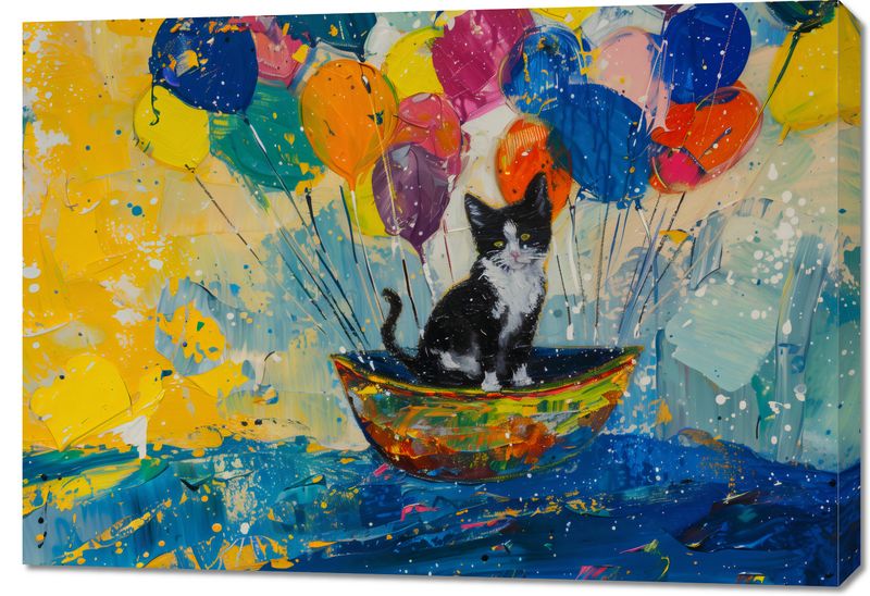 Obraz 100x70cm Kot na Łodzi zdjęcie 1