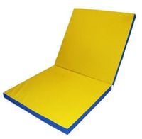 Materac gimnastyczny Gamma 200x100x10 cm składany dwuczęściowy niebiesko-żółty