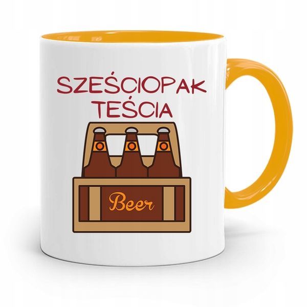 Kubek Żółty Dla Teścia Sześciopak Teścia Z Nadrukiem Ze Zdjęciem zdjęcie 1