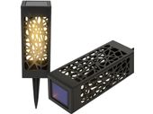 Lampa lampka solarna ogrodowa ażurowa led lampion wbijana ciepły biały