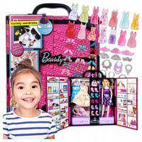Szafa dla lalek Domek Lalka garderoba Zestaw Ubranka buty akcesoria +GRATIS
