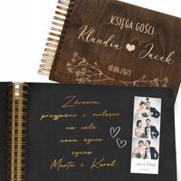 DREWNIANA KSIĘGA GOŚCI NA WESELE ŚLUB Z PERSONALIZOWANYM GRAWEREM PAMIĄTKA