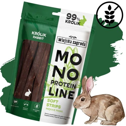 przysmaki dla psa królik monoproteinowe miękkie paski wiejska zagroda 100g na Arena.pl