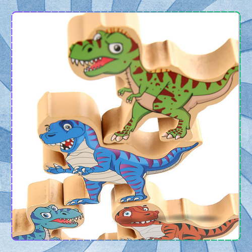 gra zręcznościowa logiczna klocki balansujące dinozary t-rex wieża na Arena.pl