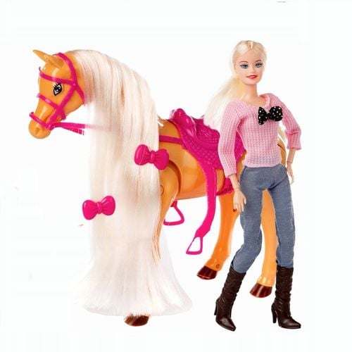 Lalka z koniem dla dziewczynek CHODZI DŹWIĘK długa grzywa do czesania na Arena.pl