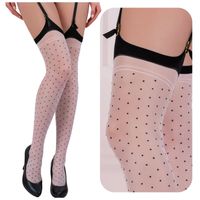 POŃCZOCHY DO PASA BIAŁE UROCZE KROPKI 20 DEN R4