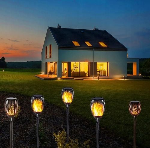 Lampy Solarne Ogrodowe LED Pochodnia Płomień Latarnia Lampki Do Ogrodu na Arena.pl