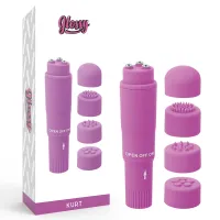 glossy kurt mini masażer kieszonkowy fioletowy 4 wymienne końcowki abs