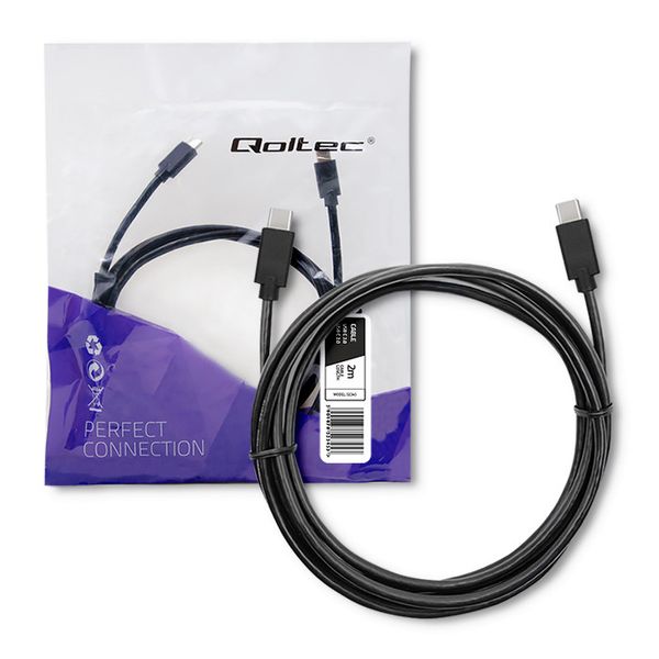 Qoltec Kabel USB 2.0 typ C męski | USB 2.0 typ C męski | 2m | Czarny zdjęcie 1