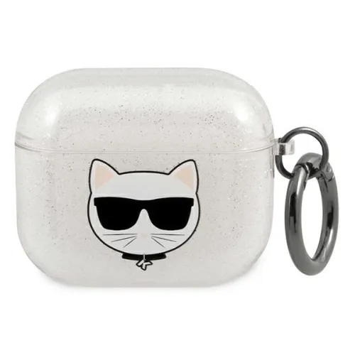 Etui Karl Lagerfeld Glitter Choupette na AirPods 3 - srebrne na Arena.pl