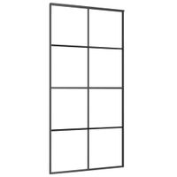 Drzwi przesuwne, aluminium i szkło ESG, 102,5x205 cm, czarne