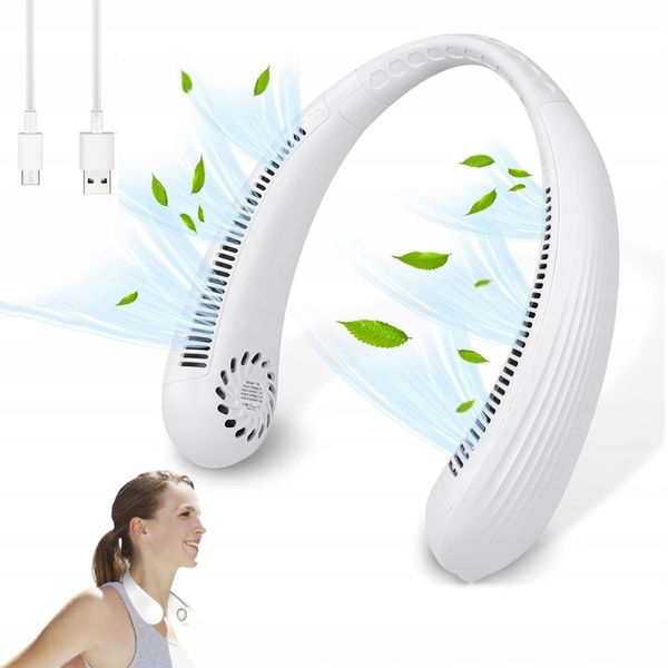 PRZENOŚNY WENTYLATOR WIATRAK NA SZYJĘ USB TRZY REGULOWANE PRĘDKOŚCI 3000mAh zdjęcie 1
