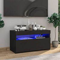 Szafka pod TV z oświetleniem LED, czarna, 75x35x40 cm