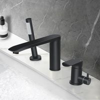 Bateria 3-otworowa z prysznicem czarna matowa mosiężna PHASAT