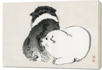 Obraz 100x70cm Black and White Puppies, Kōno Bairei Vintage do Salonu