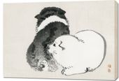 Obraz 100x70cm Black and White Puppies, Kōno Bairei Vintage do Salonu