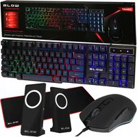 ZESTAW GAMINGOWY DLA GRACZA KLAWIATURA MYSZKA PODKŁADKA 3W1 RGB PC GŁOŚNIKI