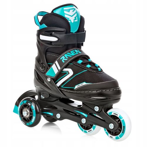 Rolki Łyżwy Wrotki 4w1 Regulowane RAVEN Helixi Black/Mint 30-33 Kółka LED na Arena.pl