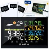 STACJA POGODY BEZPRZEWODOWA POGODOWA METEO TERMOMETR ZEGAR BUDZIK