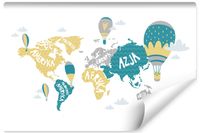Fototapeta Ścienna MAPA Świata Kontynenty Styl Skandynawski 270cm x 180cm
