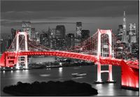 100 70CM OBRAZ PŁÓTNO TOKYO MOST TĘCZOWY CZERWIENI PŁÓTNO RAMA