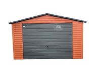 Garaż Blaszany 4x5 Brama uchylna - Cegła + Antracyt - Dwuspadowy GB188