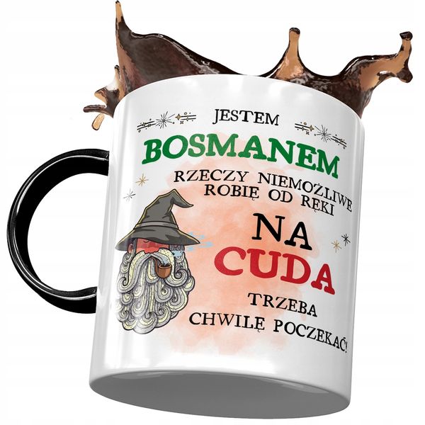 Kubek Czarny Dla Bosmana Na Cuda Trzeba Poczekać Z Nadrukiem Ze Zdjęciem zdjęcie 1