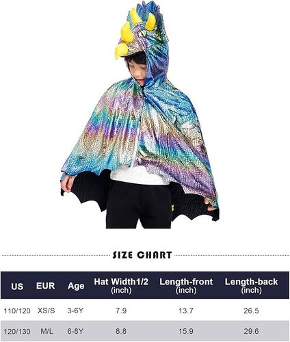 Dziecięca Peleryna Dinozaur Kaptur Kostium Halloween XS/S 110-120cm na Arena.pl