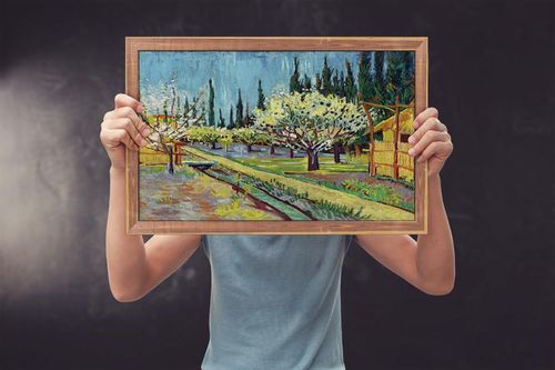 Orchard Bordered by Cypresses, Vincent Van Gogh - plakat 59,4x42 cm na Arena.pl