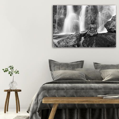 Obraz na płótnie - Canvas, Budda z wodospadem 60x40 na Arena.pl