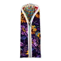 Piórnik z Kwiatami – Fioletowe Etui na kredki dla dziewczynki