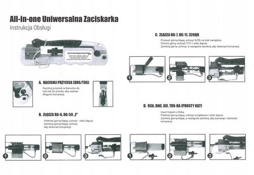 Zaciskarka Uniwersalna PCT AX UCCT 01 do złączy kompresyjnych F BNC na Arena.pl