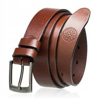 PASEK SKÓRZANY MĘSKI Betlewski brązowy do spodni skóra w pudełku na prezent